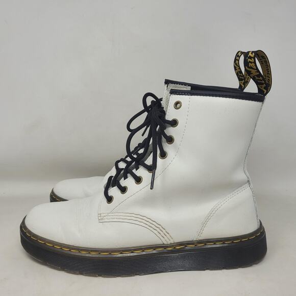 Dr Martens Zavala Boots Mens 9 White Leather Combat Ankle Lace Up Punk Goth main image 7